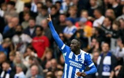 Brighton's Yankuba Minteh celebrates his goal against Tottenham