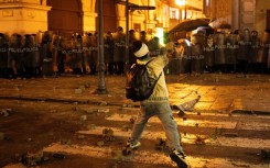 The clashes broke out as demonstrators tried to approach executive and congressional buildings in Lima