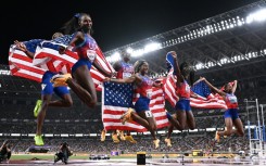 The US women's 4x100m relay team won gold at the world championships in Tokyo