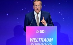 German Defence Minister Boris Pistorius addresses the BDI Space Congress 2025 in Berlin