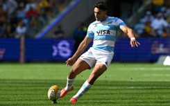 Santiago Carreras kicks a penalty for Argentina against Australia in Sydney on September 13, 2025.