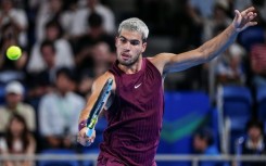 Spain’s Carlos Alcaraz in action this week in Tokyo