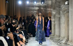 Models walked under the historic portico of the Pinacoteca di Brera gallery