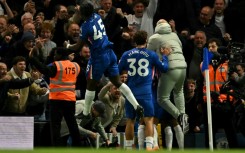 Chelsea boss Enzo Maresca (R) embarked on a jubilant sprint down the touchline to celebrate with his players, earning a red card in the process