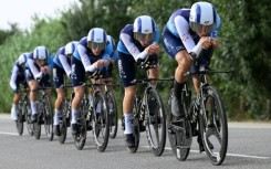 Israel Premier-Tech riders competing in the Vuelta a Espana race in Spain