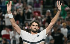 Monaco’s Valentin Vacherot celebrates his victory against Serbia’s Novak Djokovic
