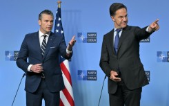 US Defense Secretary Pete Hegseth, left, will join NATO counterparts including its chief Mark Rutte for discussions in Brussels