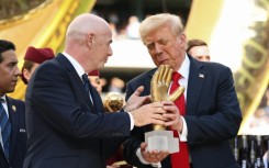 US President Donald Trump pictured with FIFA president Gianni Infantino in July