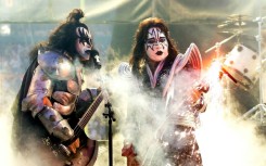Gene Simmons (L) and Ace Frehley (R) were two of the original members of glam rock band KISS