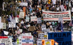 Demonstrators are seen rallying in Los Angeles at a 'No Kings' protest in June 2025 -- and they will hit the streets again on October 18, 2025