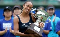 Canada's Leylah Fernandez celebrates her Japan Open victory