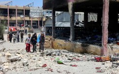 The damaged Mustafa Hafez school in Gaza City