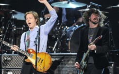 Paul McCartney performs with Dave Grohl in California in February 2012
