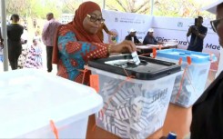 Tanzania's President Samia Suluhu Hassan votes in presidential and legislative elections