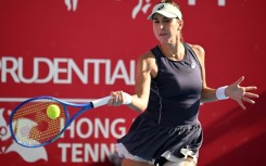 Belinda Bencic hits a return to China's Wang Yafan in Hong Kong