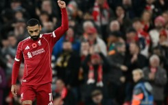Liverpool's Mohamed Salah celebrates scoring against Aston Villa