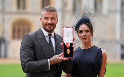 Beckham was accompanied by his wife Victoria, a former member of the Spice Girls pop group