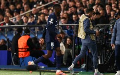 Ousmane Dembele (C) went off injured after just 25 minutes of PSG's 2-1 loss to Bayern