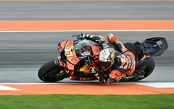 Red Bull KTM Factory Racing team's Spanish MotoGP rider Pedro Acosta sets the pace in practice in Valencia