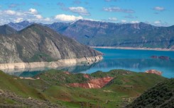 Water in Tajikistan's Nurek reservoir (seen here in March 2024) has dropped sharply since late 2024