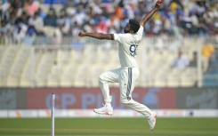 Jasprit Bumrah runs in to bowl on the first day against South Africa in Kolkata