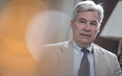 US Senator Sheldon Whitehouse, Democrat from Rhode Island, speaks during an interview on Capitol Hill on July 8, 2025 in Washington, DC