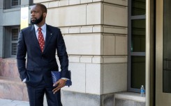 Rapper Prakazrel "Pras" Michel arrives at court during his 2023 trial in Washington on foreign conspiracy charges