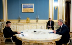 Ukraine's President Volodymyr Zelensky meets with US Secretary of the Army Daniel Driscoll in Kyiv