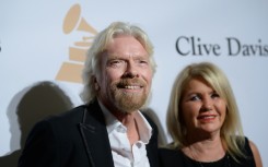 Billionaire Richard Branson and his wife, Joan Templeman, at a 2016 pre-Grammy gala
