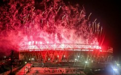 Fireworks light up the sky over the Narendra Modi Stadium in Ahmedabad