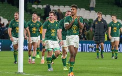 South Africa players celebrate after beating Ireland