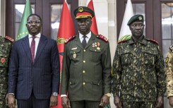 General Horta N'Tam (C) urged the new government to combat drug trafficking