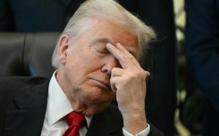 Trump also had his eyes shut at points during an Oval Office event in November