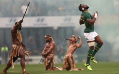 Siya Kolisi (R) led the Springboks to victory in the 2019 and 2023 World Cups