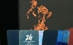 The Olympic flame ahead of the torch relay in Rome on December 6, 2025.