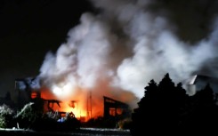 The scene of a fire that broke out after an earthquake in Aomori City, Japan