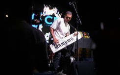 Haitian musician Maestro performs during a show in Port-au-Prince