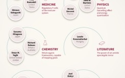 Infographic showing the laureates for the different Nobel prizes in 2025