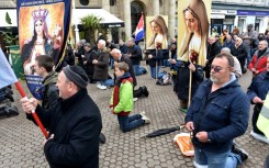 The prayers, led by the conservative Catholic men's group 'Be Manly', have been held monthly since 202