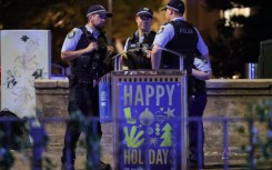 Police at a checkpoint near Bondi Beach after Sunday's attack