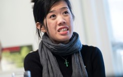 Claire Lai, daughter of jailed Hong Kong publisher and democracy activist Jimmy Lai, speaks in Washington