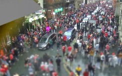 Security camera footage showed Paul Doyle driving through the crowds