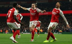 Arsenal celebrate during their League Cup win against Crystal Palace