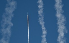 A rocket launches from Pingtan island in eastern China's Fujian province, the closest point to Taiwan