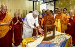 India's Minister of Culture Gajendra Singh Shekhawat performed a ritual in July to mark the the repatriation of the Piprahwa relics, which have since been displayed in public at an exhibition in New Delhi