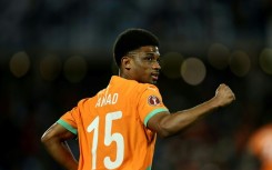 Ivory Coast winger Amad Diallo celebrates after scoring the first goal against Burkina Faso in Marrakesh