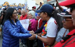 Venezuela's interim President Delcy Rodriguez greeting supporters in Caracas on January 6, 2026