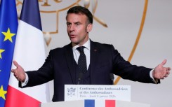 President Emmanuel Macron delivers a speech to French ambassadors at the Elysee Palace