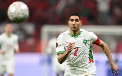 Morocco captain Achraf Hakimi chases the ball in the Africa Cup of Nations quarter-final against Cameroon.