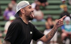 Nick Kyrgios entertains fans at the Kooyong Classic in Melbourne
